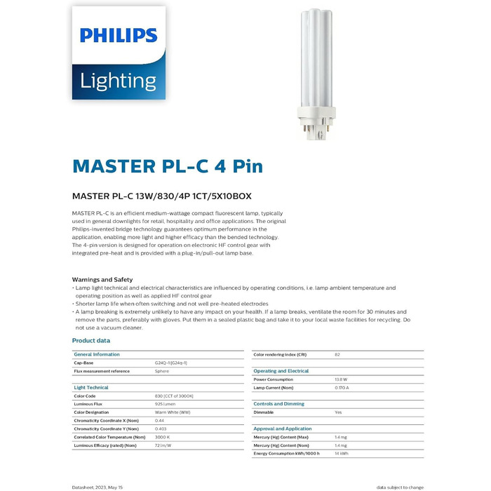 Теплий білий (3000K), 13W/830/4PIN G24q-1