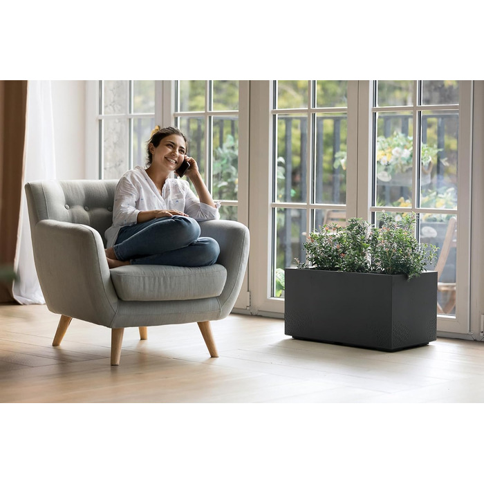 Квітковий горщик Ondis24, Кашпо під бетон Caro, XXL Кашпо на колесах Виготовлено зі 100 переробленого пластику, Велике вуличне кашпо (Антрацит, 80 см) Антрацит 80 см