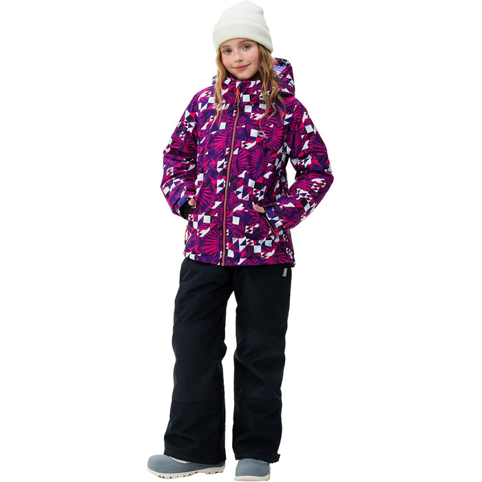 Зимовий комбінезон для дівчаток, комплект з лижної куртки та штанів, капюшон з бретелями, вітрозахисний, водонепроникний, теплий, розмір 140-152, яскраво-рожевий