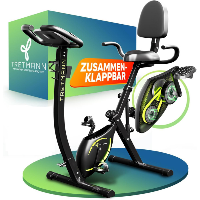 НОВИЙ складаний велотренажер 3-в-1 - надзвичайно тихий та комфортний - SoftFoam протестований DEKRA - домашній тренажер з низькою сходинкою, велоергометр, складний домашній фітнес-велотренажер 195 см