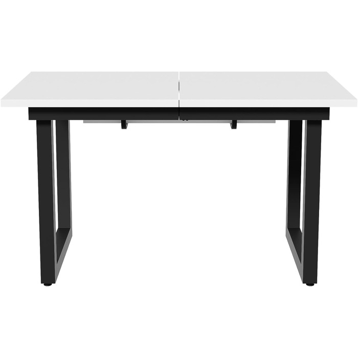 Розсувний обідній стіл Merax з металевими ніжками, прямокутний кухонний стіл для вітальні та їдальні, білий 140/180 x 80 x 75 см (розкладний) білий
