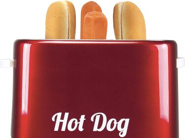 Машина для приготування хот-догів BEPER BT.150Y з 5 рівнями нагріву - машина для хот-догів у вінтажному дизайні, червона, 750 Вт для приготування на грилі