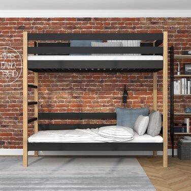 Двоярусне ліжко N-wood N03, дитяче ліжко 120х180 см, для 2 дітей, 2 сторони для складання сходів Ліва або права, Безпечні закругле