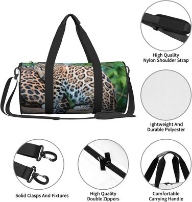 Спортивна сумка, дорожня сумка, африканський леопардовий принт, сумка для подорожей на ніч, чорна, універсальний розмір