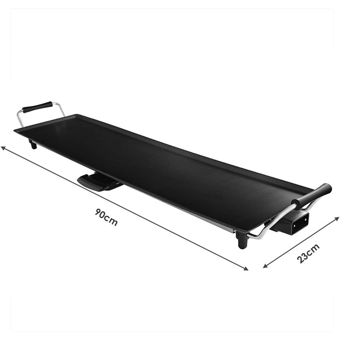 Гриль COSTWAY Teppanyaki 90x23см, електрична сковорода 1800 Вт, електричний гриль з антипригарним покриттям, 6 дерев'яних лопаток і кільце для яєць, що не прилипає, стіл гриль регулюється температурою