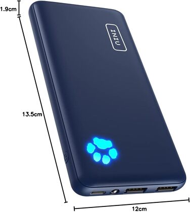 Найтонший і найлегший зовнішній акумулятор USB C 10000 мАг, ТРИ виходи 3A для мобільного телефону Power Bank з ліхтариком для iPho