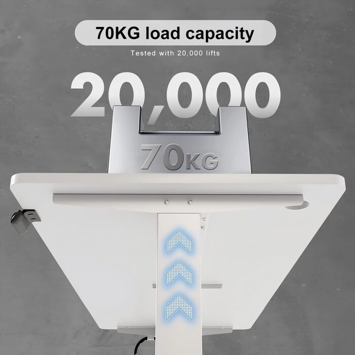 Стіл з регульованою висотою 160 x 70 см, Електрично регульований стійкий стіл для роботи стоячи, Комп&39ютерний стіл з 2 функціями пам&39яті, Ергономічний стіл з регульованою висотою для роботи сидячи/стоячи (білий) Білий 160 x 70 см