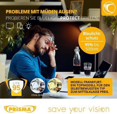 Окуляри з фільтром синього світла PRiSMA FRANKFURT LiTE95 FF704, комп'ютерні окуляри для жінок та чоловіків 02 Lite95