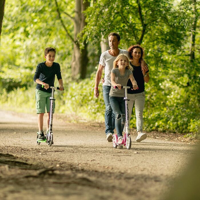 Дитячий самокат HUDORA BigWheel 125 надійний алюмінієвий міський самокат, складаний, з регулюванням висоти, витримує до 100 кг, з ременем для перенесення, рожевий
