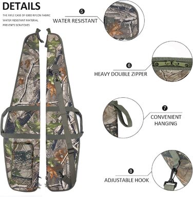 Сумка для гвинтівки AUMTISC 132 см – камуфляж, м’яка підкладка, для страйкболу, пневматики, полювання та стрільби