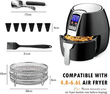 Шарова стійка для аерофритюрниці Konesky, кошик для фритюрниці з нержавіючої сталі, аксесуари для аерофритюрниці, штабельовані, решітки дегідратора для духовки, мікрохвильова піч, випічка, смаження, Konesky6951, 3-