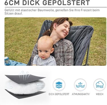 Розкішний складний кемпінговий стілець EVER ADVANCED, м&39який 6 см, вантажопідйомність 150 кг, невеликий розмір у упаковці, надзвичайно висока спинка, портативний складний стілець для кемпінгу, саду, балкону, пікніка, використання в приміщенні