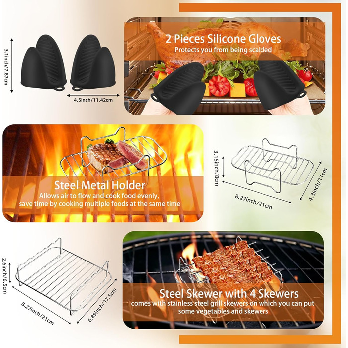 Аксесуари для фритюрниці Ninja, аксесуари для фритюрниці Ninja Double Stack XL 9.5L SL400UK, AF400EU AF451EU, аксесуари для двозонної фритюрниці Ninja з силіконовою формою, 13 шт.