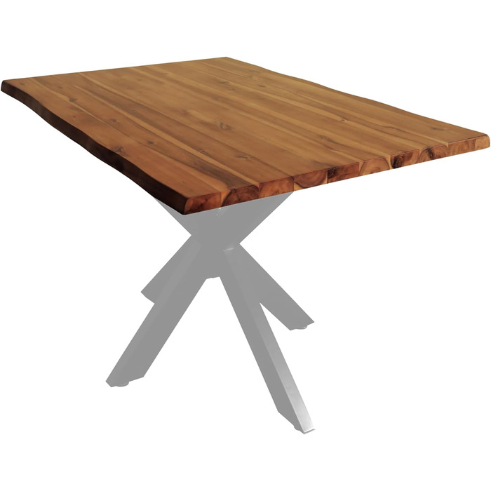 Обідній стіл SAM Harley 120 x 80 см Масив акації Медовий колір З натуральним краєм Срібна металева основа-павук Легкий у догляді стіл з натуральним краєм/Обідній стіл/Кухонний стіл 120 x 80 см Медовий/Срібний