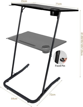 Велосипедний стіл для велотренажерів, регульована по висоті бігова доріжка, стіл для тренувань на біговій доріжці, портативний роликовий тренажер для велотренажерів з тримачем для напоїв, тримач для планшета, тримач для рушників, чорний