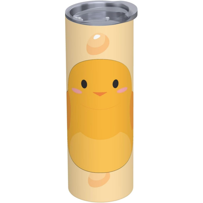 Кухоль з прямою трубочкою, 590 мл, принт мультяшного курчати, дорожній кухоль, підходить для кемпінгу, офісу та дому
