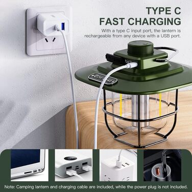 Вінтажний світлодіодний ліхтар для кемпінгу Lixada, водонепроникний, типу C, акумуляторний, для використання на вулиці, для походів, відключення електроенергії, аварійних виходів, для заднього двору, патіо, чорний