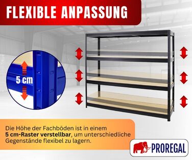 Надміцний стелаж Dino Extra Wide 180x200x60 см, Вантажопідйомність полиці 500 кг, Чорний, Гаражні стелажі, Стелажі для зберігання, Безболтові стелажі, Широкопролітний стелаж 180x200x60 см Чорний Панелі МДФ 6,5 мм