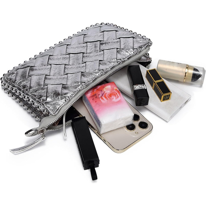 Жіноча шкіряна сумка-клатч з леопардовим принтом, вечірня сумка-конверт, сумка-сумка, весільна сумка, сумка через плече, з шипами, сумка на ланцюжку для весілля, випускного вечора, вечірки, рок-образ, срібний колір