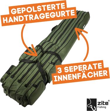 Сумка для рибалки Zite Fishing Сумка для вудки 150см Чохол для риболовлі Rod-Case Водовідштовхувальний чохол, 3 відділення рюкзак для вудок сумка для риболовлі сумки для риболовлі сумка для вудки сумка для вудки 150 см