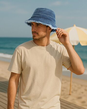 Джинсовий капелюх Zylioo L/XL/XXL для чоловіків та жінок, для великої голови, UPF50 захист від сонця, розмір 58-64 см, вінтажна літня шапка з китицями XL-XXL, темно-синя