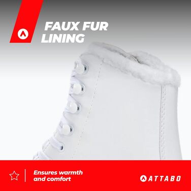 Фігурні ковзани ATTABO для дітей Лезо з нержавіючої сталі, класична шнурівка, посилені гачки, підкладка зі штучного хутра, зручні Білий 35 EU