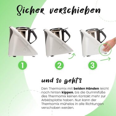 Розсувна дошка для Thermomix TM5 / TM6 - невидимий слайдер - Роликова дошка для безпечного переміщення Thermomix - Аксесуари для Thermomix Made in Germany