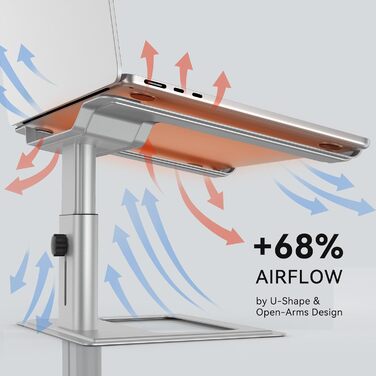 Регульована підставка для ноутбука на стіл, ергономічний тримач для комп'ютера, сумісна з ноутбуками 10-17,3 дюймів (Срібляста)