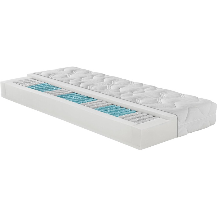 Ортопедичний 7-зонний матрац Irisette Lotus 500 з пружинами кишенькової форми, рівень жорсткості 3 (середньо-жорсткий), 100 x 200 см, сертифікований Oeko-Tex, виготовлений відповідно до німецьких стандартів якості. Рівень жорсткості H 3 - середньо-жорстки