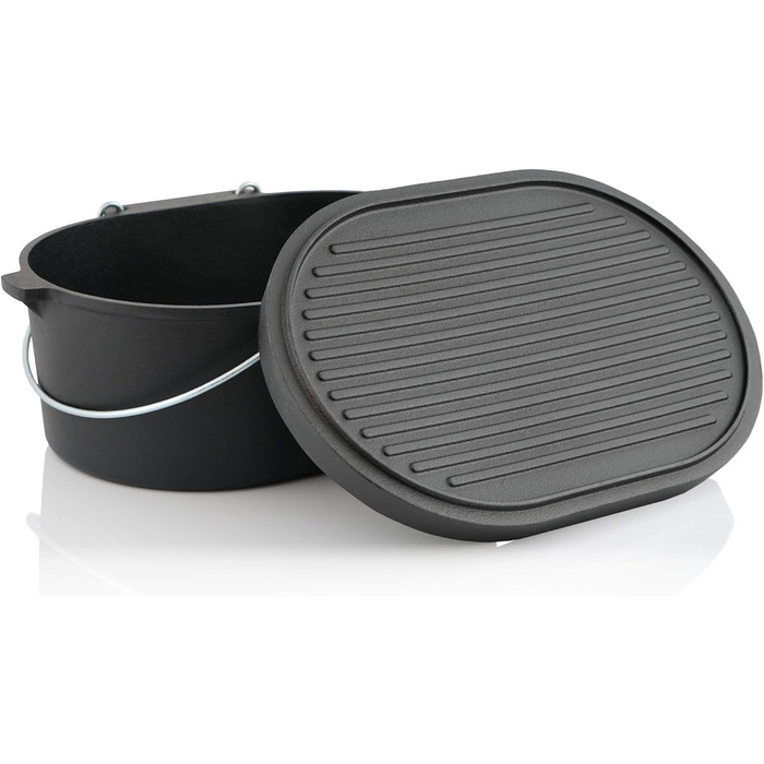 Голландська піч BBQ-Toro 9.3 л чавунна каструля без ніжок вже запечена - попередньо приправлена жаровня 10 QT, каструля для тушкув