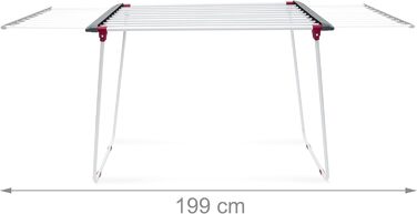 Сушарка для білизни Relaxdays, висувна, залізна, довжина сушіння 18 м, сушарка для білизни, ВхШхГ прибл. 91 x 199 x 63 см, біла