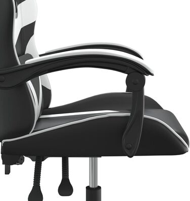 Поворотне ігрове крісло, чорно-біле, штучна шкіра, модель 349548