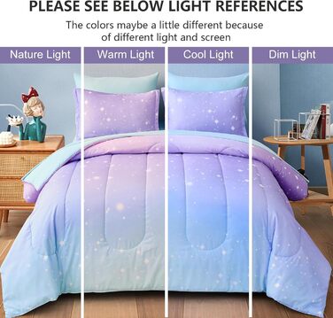 Комплект дитячої постільної білизни Drucon rainbow для дівчаток, постільна білизна в мішку з 6 предметів, двоспальний розмір, ульт