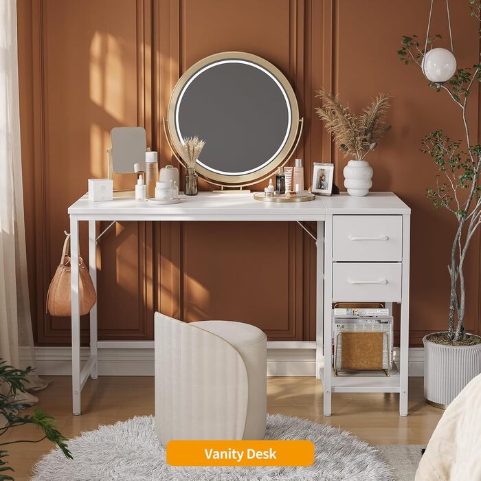 Письмовий стіл CubiCubi з 2 шухлядами та гачком для навушників, 1205075 см. Невеликий комп&39ютерний стіл, офісний стіл, для кабінету, спальні, металевий каркас, білий. 120 x 50 см Білий біла ручка