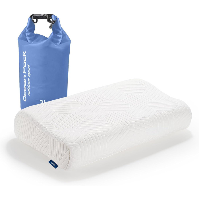 Подушка для шиї LAMB Pillow, ергономічна подушка для підтримки шиї з регульованою висотою з піни з ефектом пам&39яті з наволочкою, яку можна прати, 50x35 см, біла 1