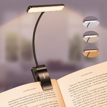 Лампа для читання Gritin Книжковий затискач, акумуляторна книжкова лампа USB з 19 світлодіодами, 3 режими колірної температури, тр