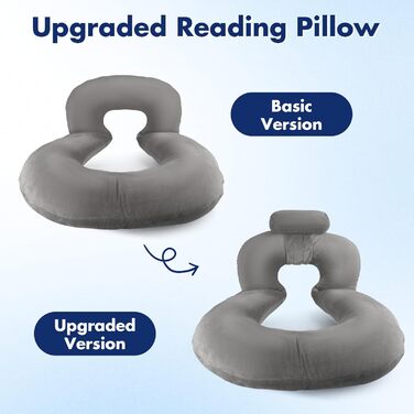Подушка для читання, U-подібна подушка для спини з подушкою для шиї, сіра ігрова подушка, подушка для читання, гри, роботи, відпочинку