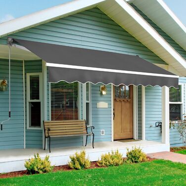 Висувна маркіз Yaheetech, складна маркіз з ручним приводом 300x250 см, регулювання кута нахилу сонячної маркізати (5-35), вкл. настінне кріплення темно-сірого кольору 300 x 250 см темно-сірого кольору