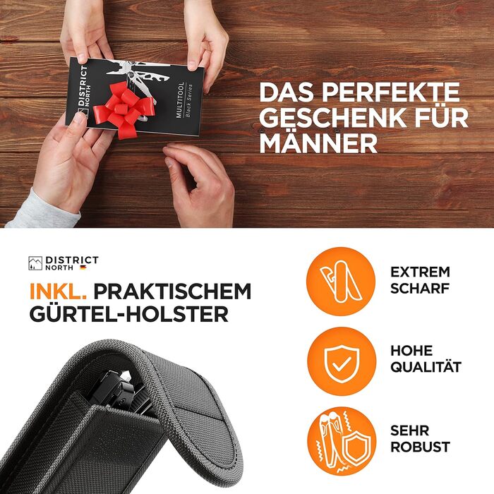 Складаний багатофункціональний інструмент District North Multitool Black Series з 16 інструментами Універсальний мультитул зі скла