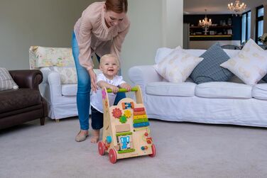 Іграшка для ходьби EverEarth, виготовлена з екологічно чистої деревини Сприяє розвитку ходьби та моторики у малюків Зручна для дітей іграшка з безпечними фарбами на водній основі EE30949