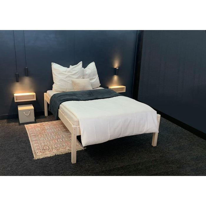 Дерев&39яне ліжко, підняте ліжко, ліжко для людей похилого віку, 120x200 см, ліжко з масиву дерева, дерево 120 масив (120 см x 200 см, висота ліжка 55 см) 120 см x 200 см висота ліжка 55 см