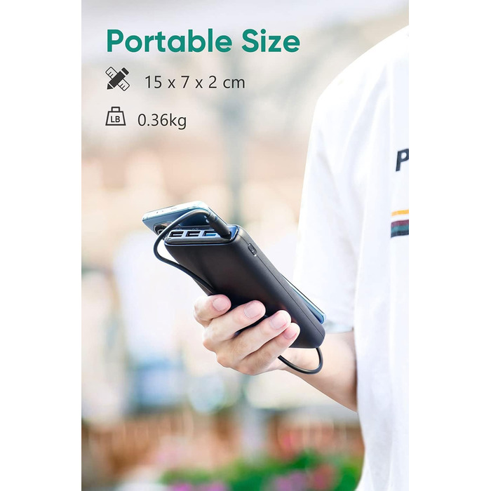 Зовнішній акумулятор ADDTOP Powerbank 26800mAh з потужністю 22,5 Вт, портативний зарядний пристрій з 4 портами, сумісний зі смартфонами, планшетами та іншими пристроями, чорний