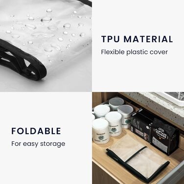 Чохол kwmobile TPU прозорий сумісний з KitchenAid 4.3-4.8 літрів - з 3 відділеннями - Кришка пилозахисної кришки для кухонного комбайна прозорого чорного кольору