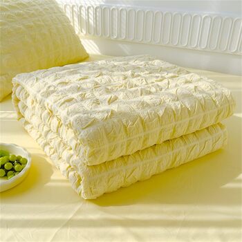 Покривало Mateju, стьобане однотонне, плед з мікрофібри, дихаюче, легке, тонке літнє покривало, м&39яке стьобане покривало для дивана (світло-жовтий, 200 x 230 см) Світло-жовтий 200 x 230 см
