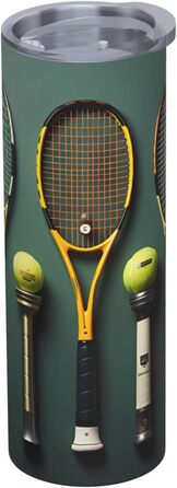 Кухоль з прямою трубочкою, 590 мл, з тенісними м&39ячами та ракетками, дорожній кухоль з принтом, підходить для кемпінгу, офісу та дому