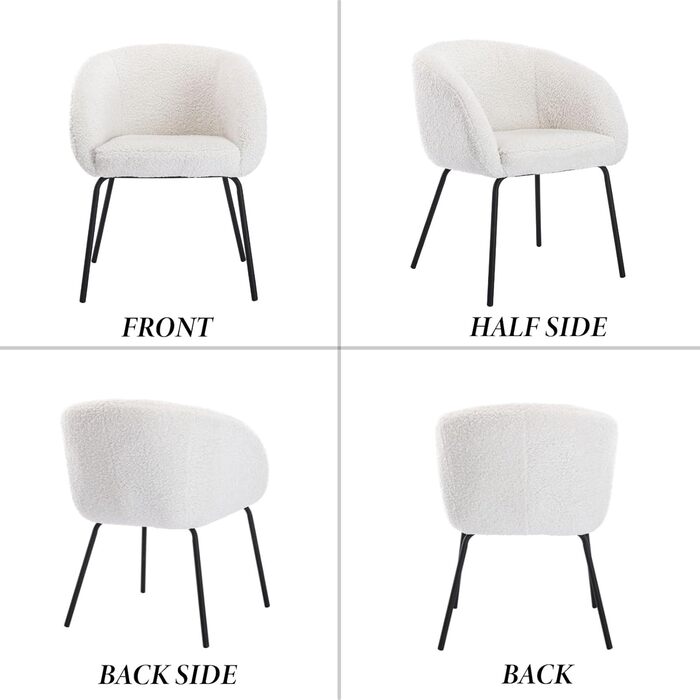 Крісло Chairus з м&39яким штучним хутром для спальні, вітальні, крісло для ванної кімнати, крісло для відпочинку з металевими ніжками (біле)