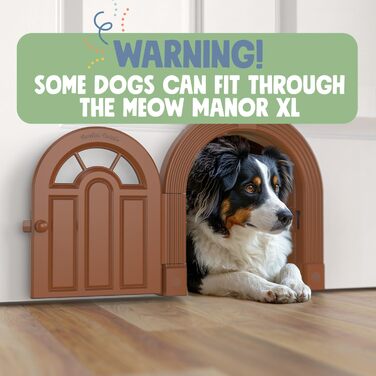Міжкімнатні дверцята для котів - Meow Manor Extra Large Pet Door, 26 x 28 см, Без клапана, Дверцята для котів вагою до 13,6 кг, Просте самостійне складання, Безпечне встановлення за лічені хвилини, Без навчання