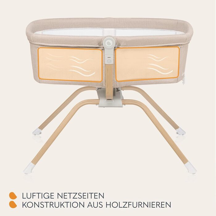 Дитяча колиска Lionelo Malin Evo, Дорожнє ліжечко для немовлят з матрацом, Дитяче дорожнє ліжечко, Дорожнє ліжечко, від 0 до 9 кг, Балдахін, Москітна сітка, Складана, Система гойдання, Регульоване положення лежачи, Швидке складання, Бежевий стандарт