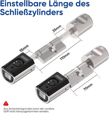 Дверний замок WELOCK Touch41 відбиток пальця, електронний дверний замок з RFID-картою, APP, WiFi, дверний замок із відбитком пальця, замок із відбитком пальця IP65, циліндр замка для дверей від 50-100 мм, розумний дверний замок