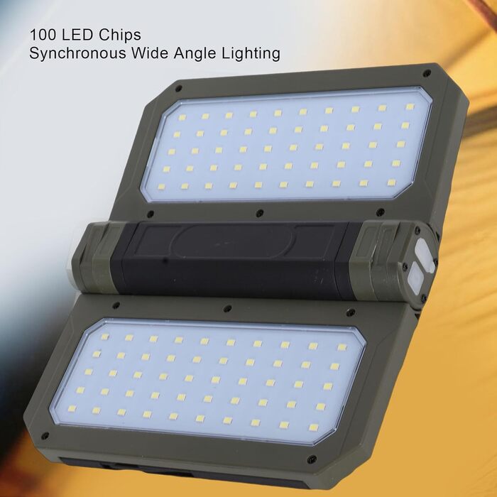 Ліхтар для кемпінгу, висока яскравість, складається з обох боків, сонячний світлодіодний ліхтар для намету зі 100 світловими чіпами, телескопічна ручка-штатив для походів на свіжому повітрі